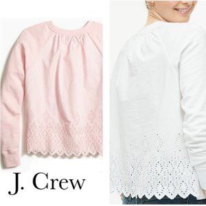 J. Crew Blush Sweater, Eyelet Lace Scallop back